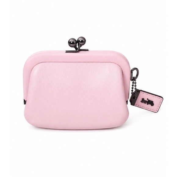 Coach Handbags - Coach 1941 Kisslock Coin Purse Pink Leather Coin Case Gunmetal Hardware